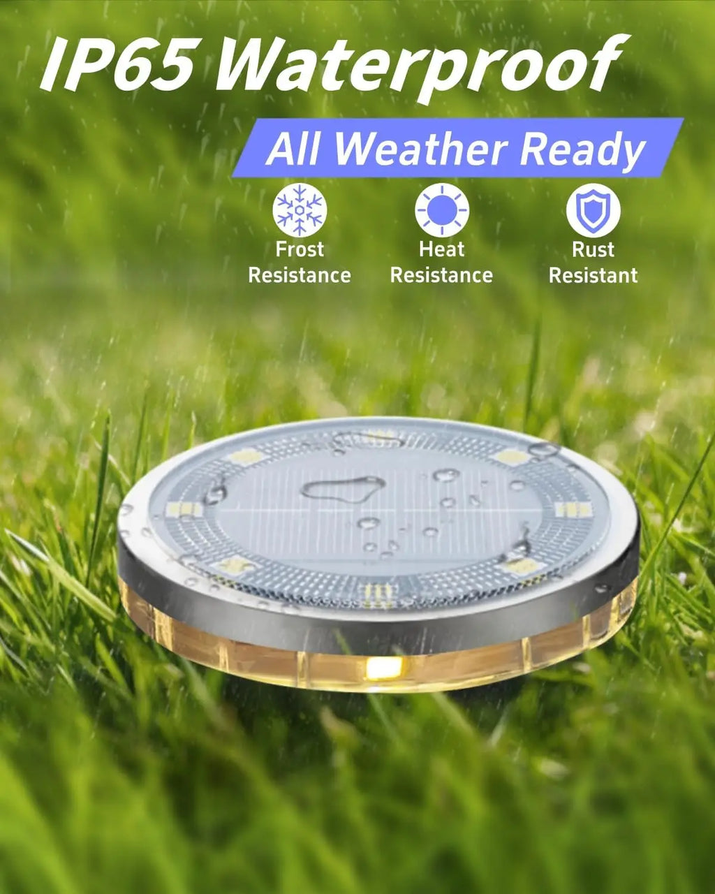 Solar Garden Lights Outdoor 8 LEDs Disk Underground Lamp With Side Light Spotlight Waterproof For Landscape Lawn Decor