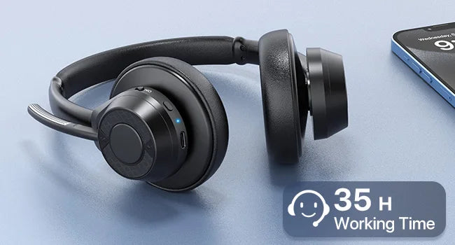 Wireless Bluetooth Headset Bluetooth 5.4 Headphones with Microphone Noise Canceling Multipoint Connect Wireless Headset for Work