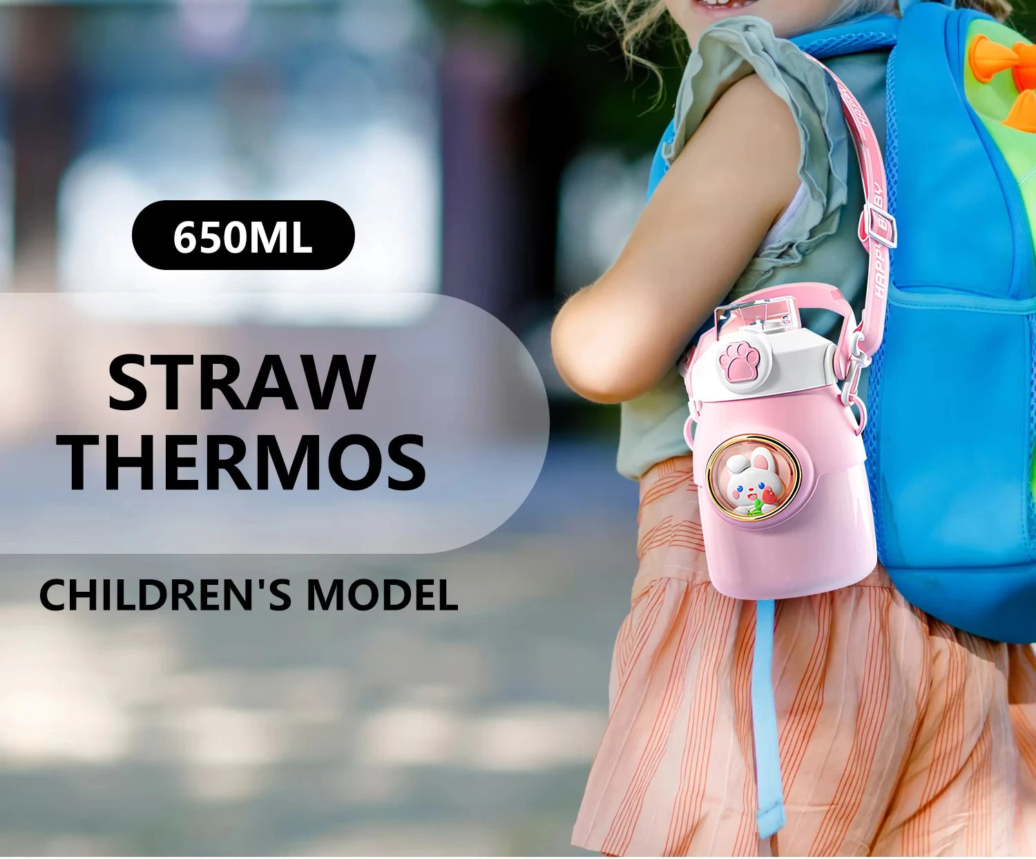 Cute Kawaii Thermal Mug 650ML 316 Stainless Steel Thermos for Tea Kid Children Drinks Stainless Steel Water Bottle