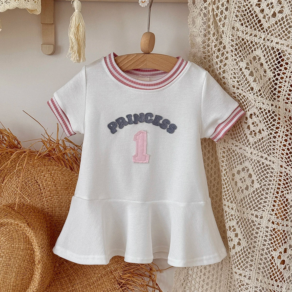 Summer Girls Dress  Round neck Short Sleeved Dress Baby Skirts Girl Casual Dresses  Suitable for babies aged 6 months to 3 years