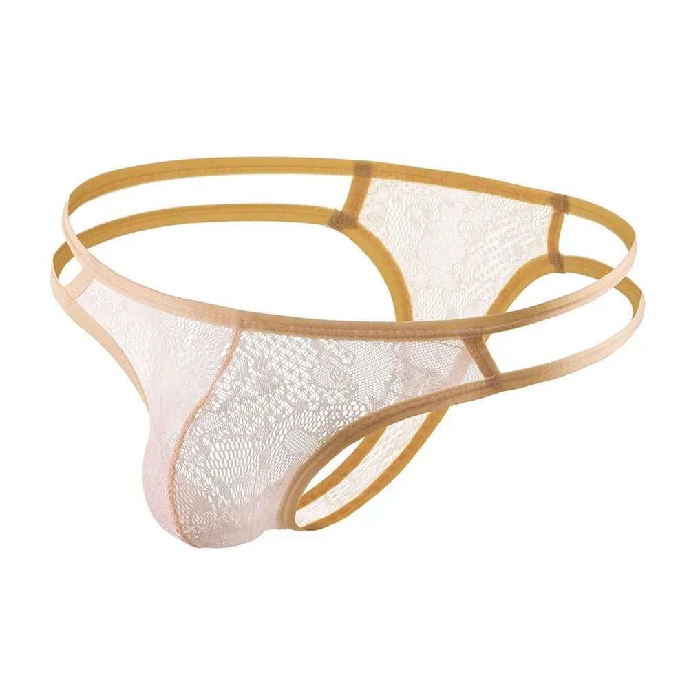 Lingerie For Men Sexy Briefs Ultra-thin Transparent Underwear Mesh Thongs Breathable Trunks Sissy U Convex Pouch Underpants