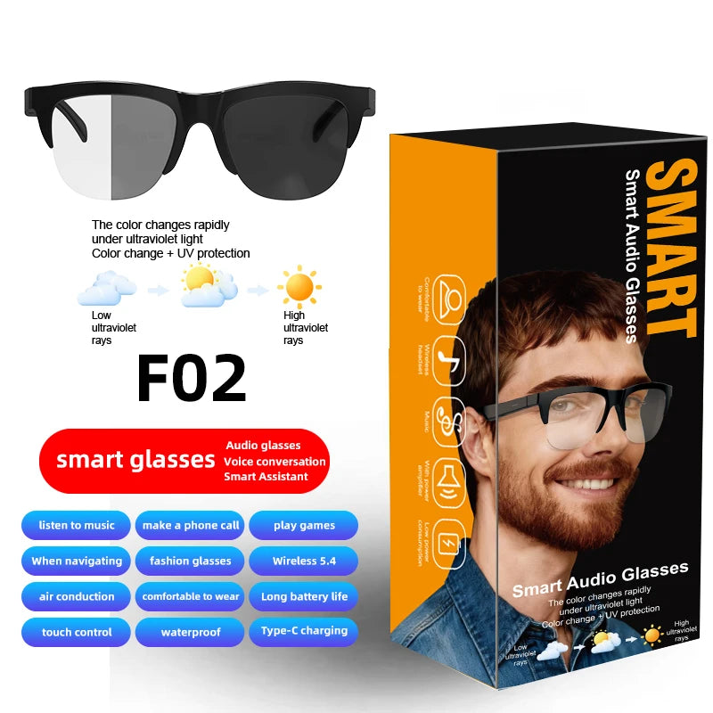 Sunglasses Glasses New Smart Bluetooth V5.3 Hands Free Calling Audio Outdoor Sports Headphones For Blue Light Blocking