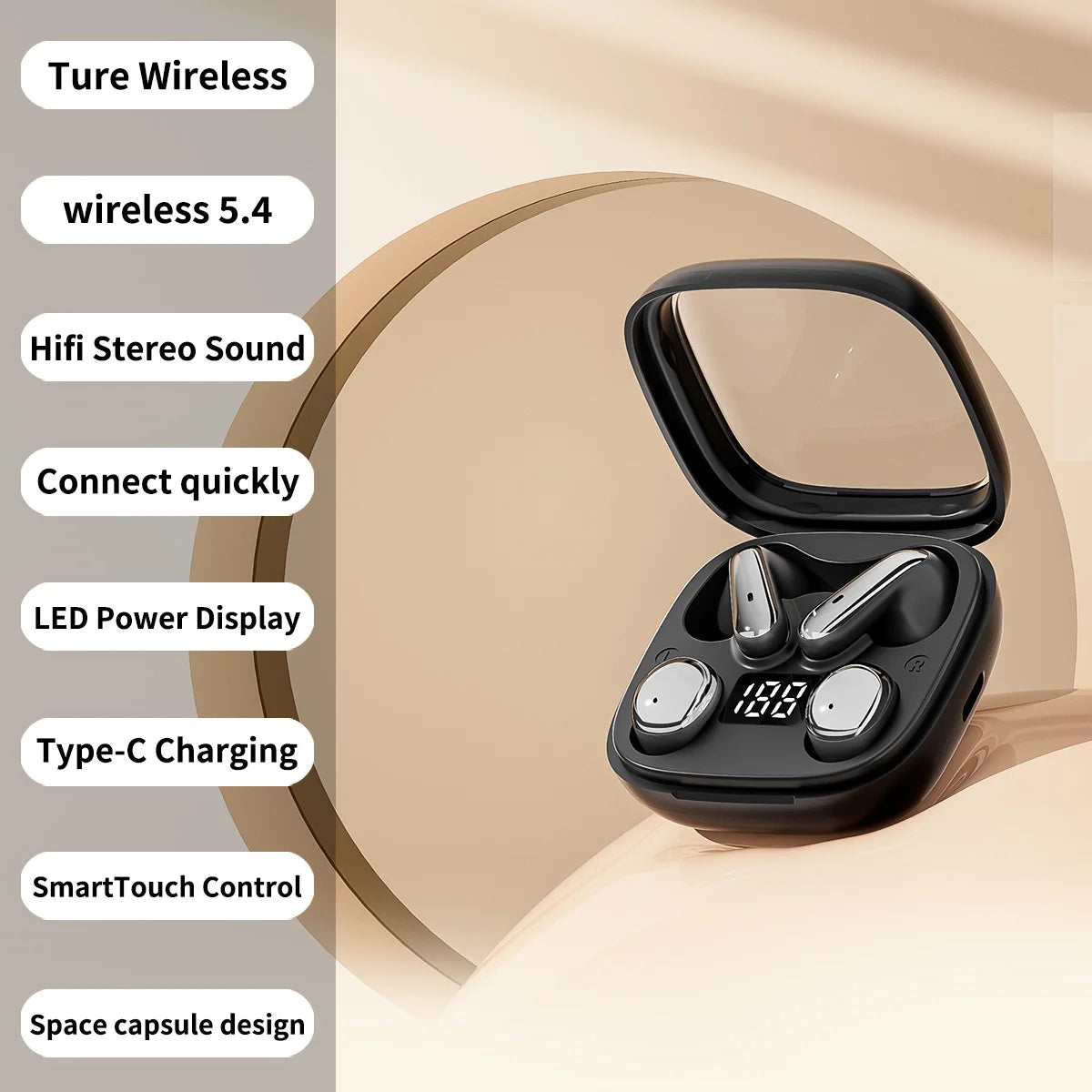 Wireless Bluetooth Earbuds Dual 2-in-1 In-ear for Sleep Running Sports Long Battery Life Couple Set