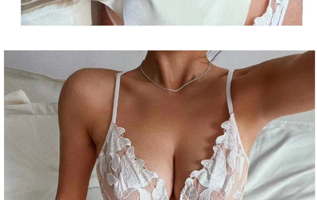 Women Lace Lingerie Set Elegant Sexy Bra Set See Through Underwear Ventilate Ladies Bra and Panty Set