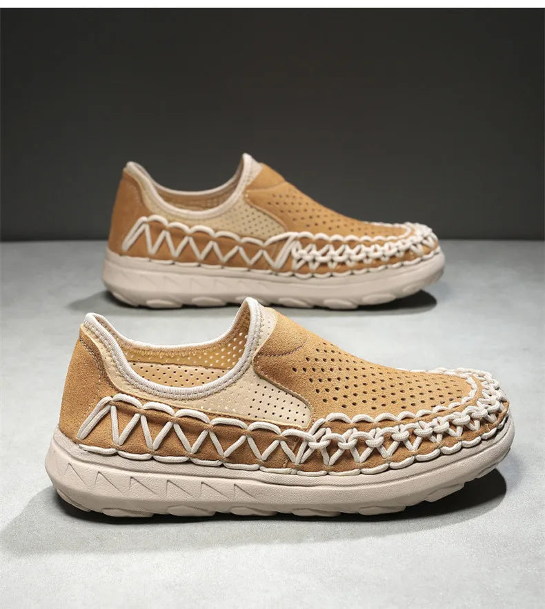 Summer Hand-woven Men's Shoes Fashion Men Casual Shoes Brand Designer Men Sneakers High Quality Outdoor Flats Driving Shoes