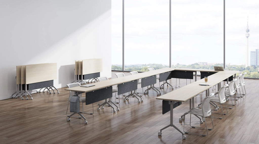 Modern Design Foldable Table With Wheels For Office For Business Meeting & Training Room Easy To Move & Store