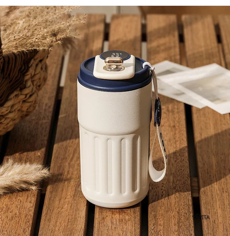 450ML Thermos Water Bottle Smart Display Temperature Stainless Steel Vacuum Coffee Cup Keep Cold and Heat Travel Thermal Mug
