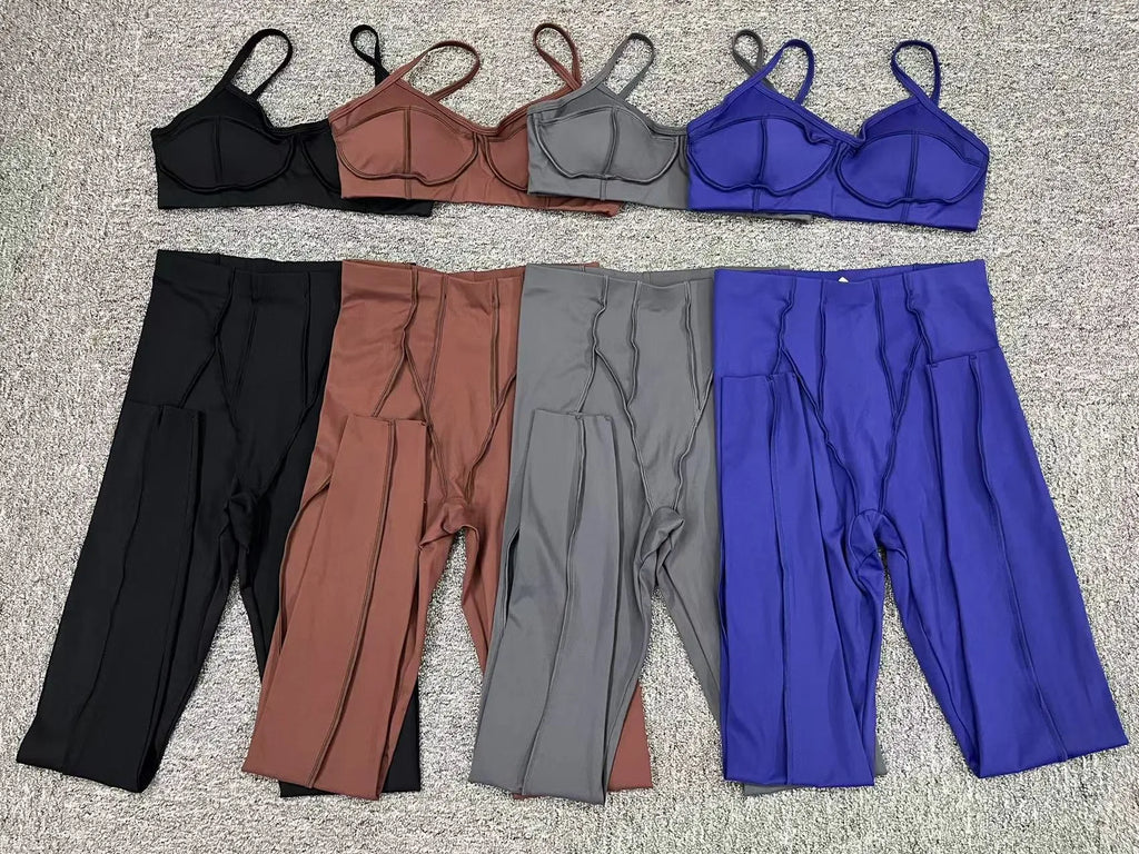 1/2 Pcs Yoga Bra Sets for Women Gym Suit Fitness Outfit High Waist Workout Leggings Activewear