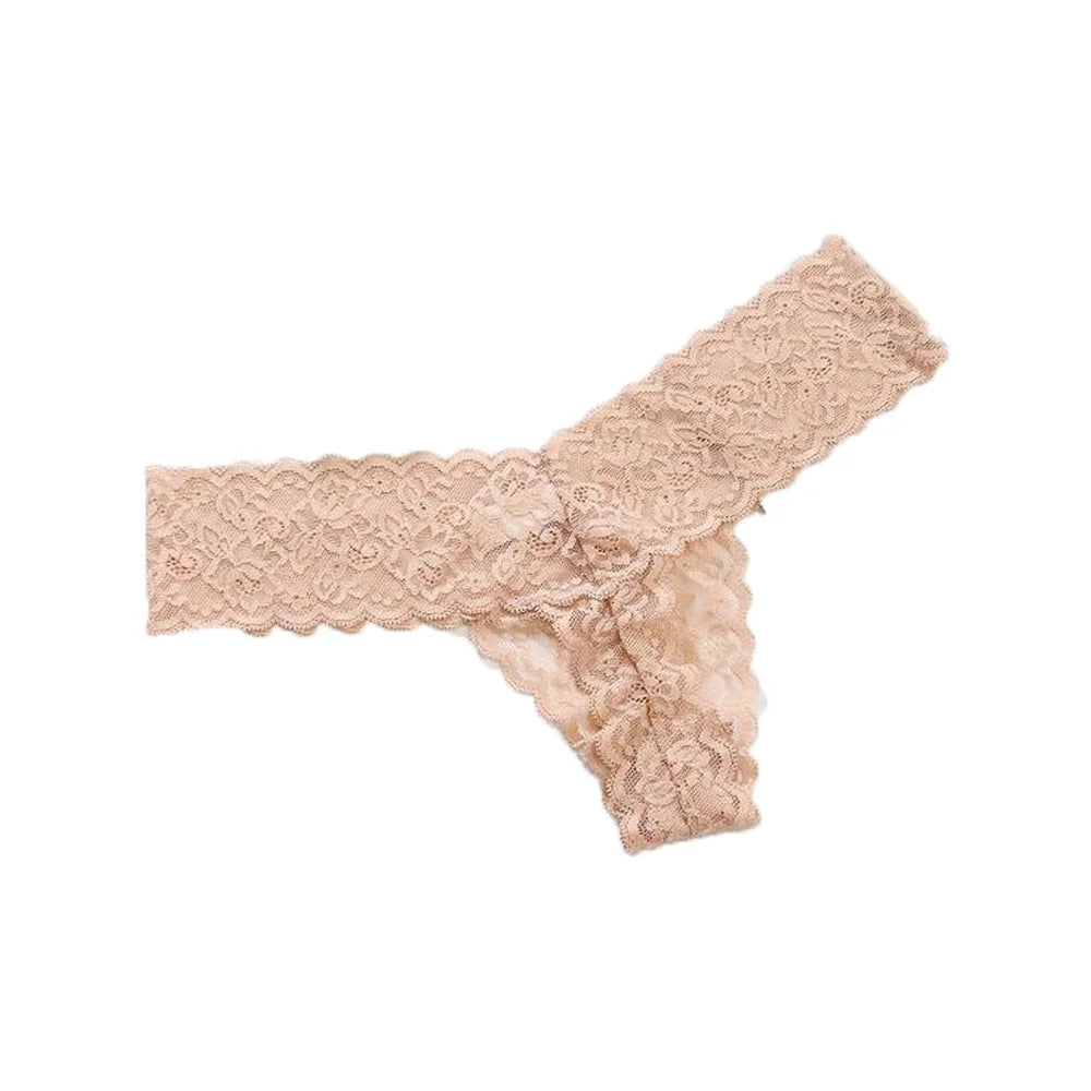 Lingerie Low Waist Lace Seamless Panties Thong Bow Underwear for Women Cotton Crotch Transparent Mesh Lace Briefs Lady