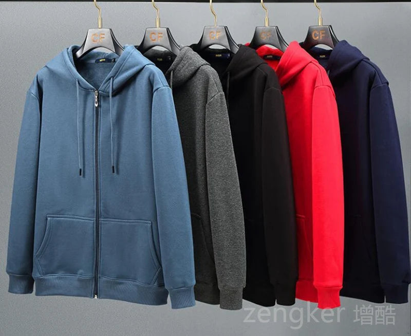 Big size Fleece hooded cardigan men's autumn winter trendy fashion jacket plus size hoodie  12XL 10XL large size  men clothing