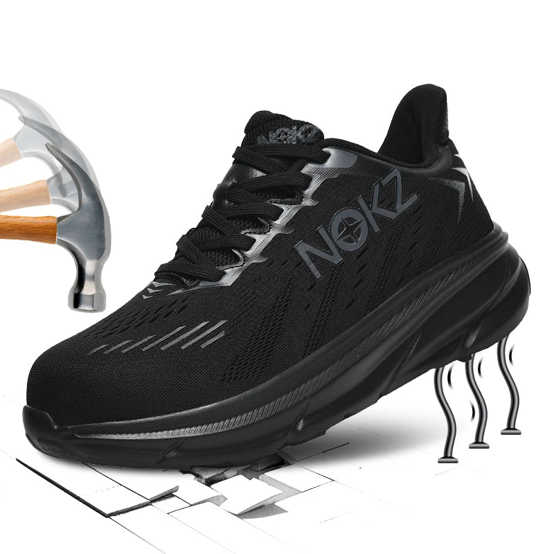 Men's Industrial Safety Shoes Anti-Slip Wear-Resistant Steel Toe Cap Protective Work Sneakers Breathable Comfortable for Constru