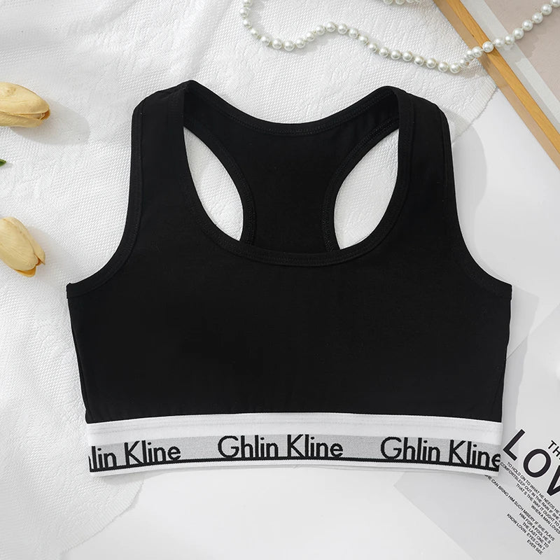 Fashion Women's Cotton Sports Tank Top And Underwear Set Girls' No Chest Mat Comfortable Breathable 2-Piece Ensemble