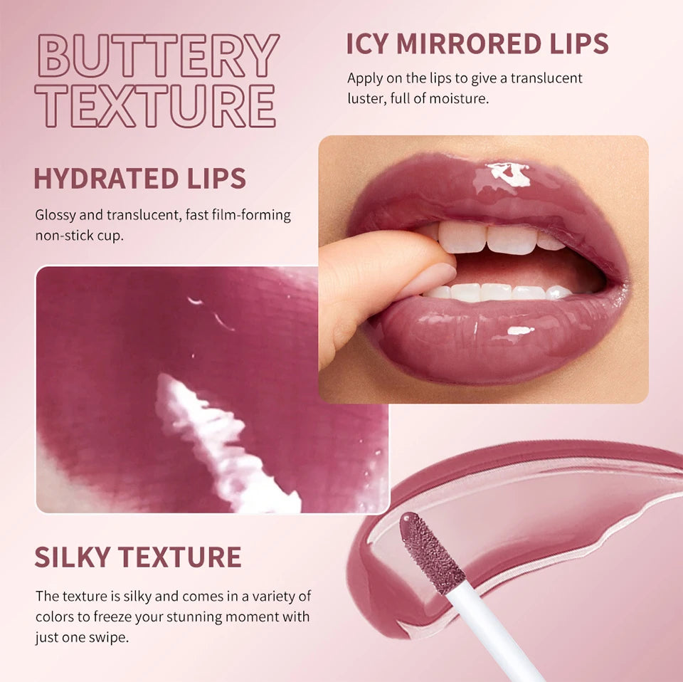 Lakerain Lip Gloss Butter  Long Lasting Non-stick  Beauty Waterproof Lip Stain Makeup Plumping Hydrating Lip Gloss Cosmetics