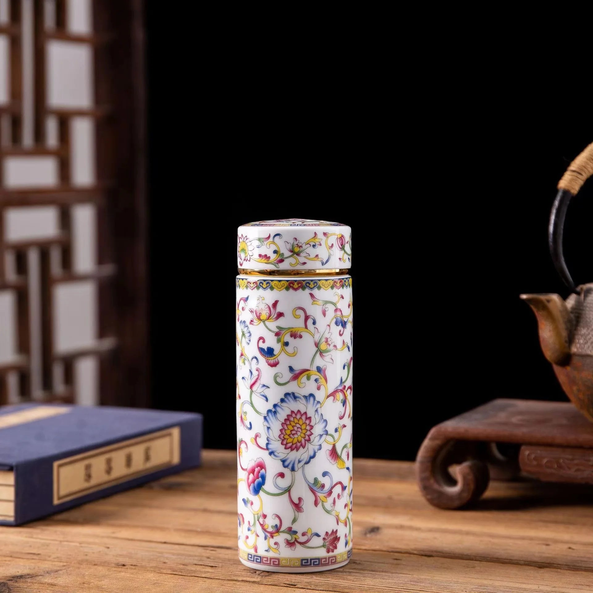 500ML Double-layer Ceramic Cups Enamel Thermos for Tea High-temperature Home Office Resistant Cups with Lids Portable Travel Mug