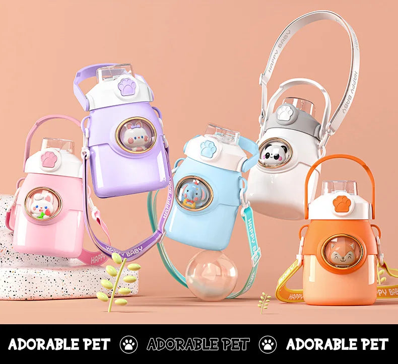 Cute Kawaii Thermal Mug 650ML 316 Stainless Steel Thermos for Tea Kid Children Drinks Stainless Steel Water Bottle