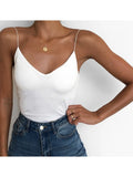 Summer Sexy Vest Women Thin V-neck Strap Camisole Top Solid Color Tank Tops Female Slim Fit Sleeveless For Ladies