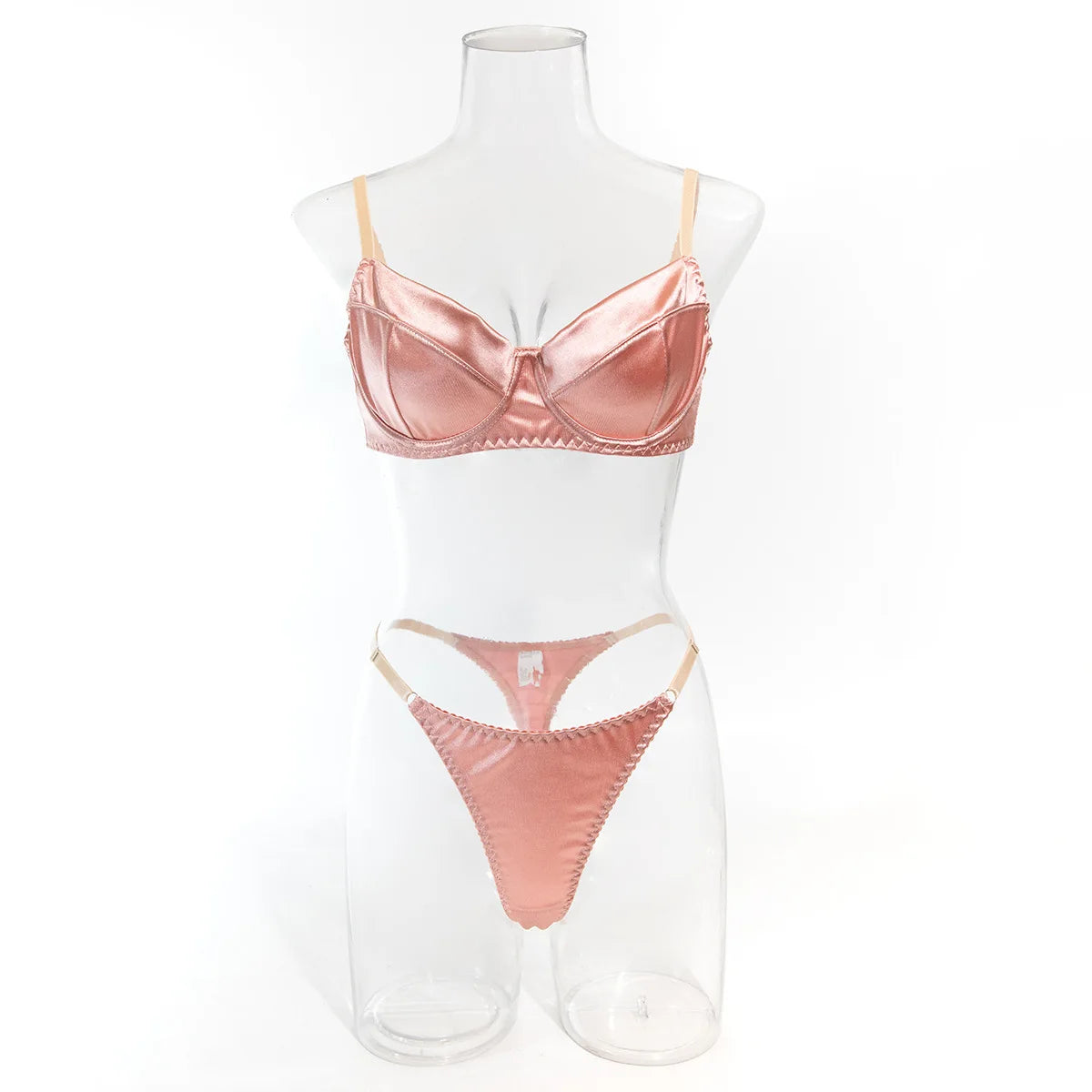 Sexy Burgundy Ruched Bra Set with Textured Fabric, Deep V Design, and High-Cut Panty for a Flattering Fit