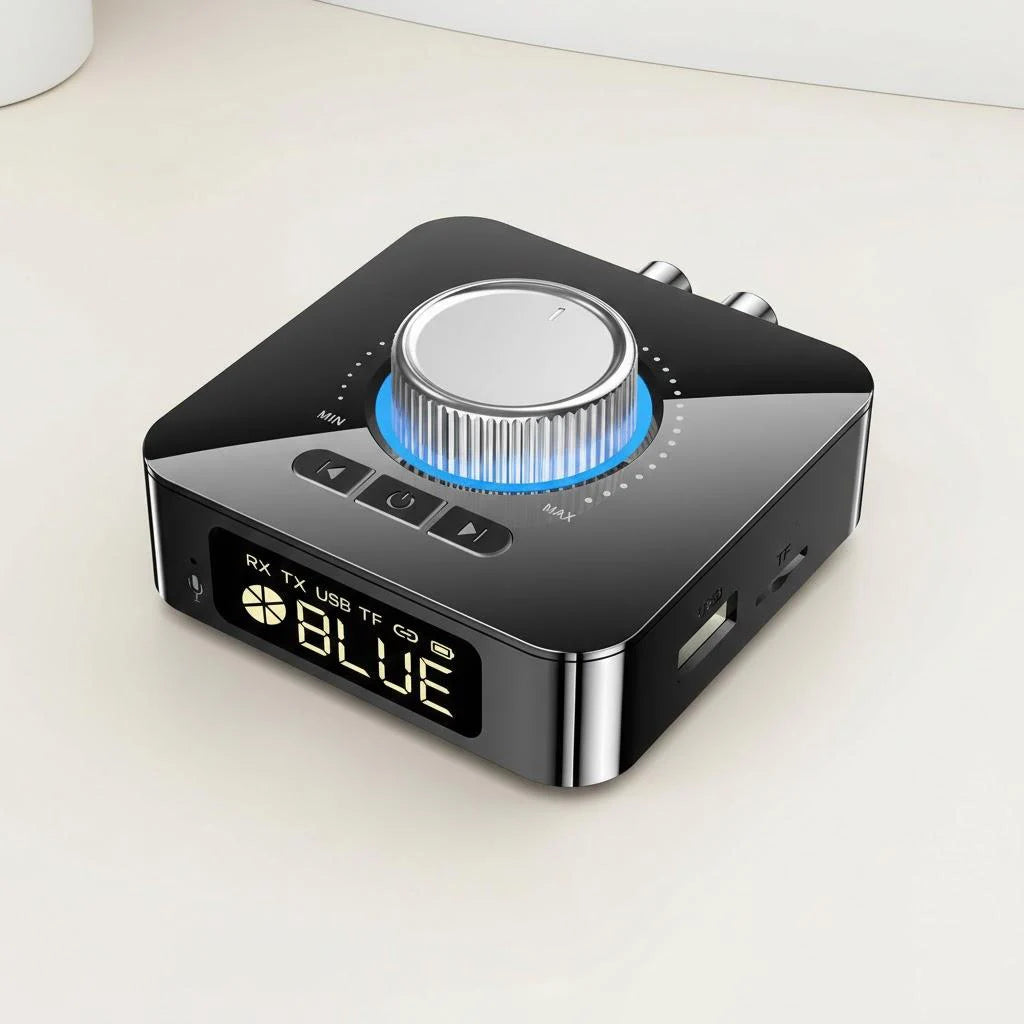 Bluetooth 5.0 Wireless Audio Adapter Digital Display 2in1 Receiver Transmitter AUX Converter Portable Audio Streaming Device