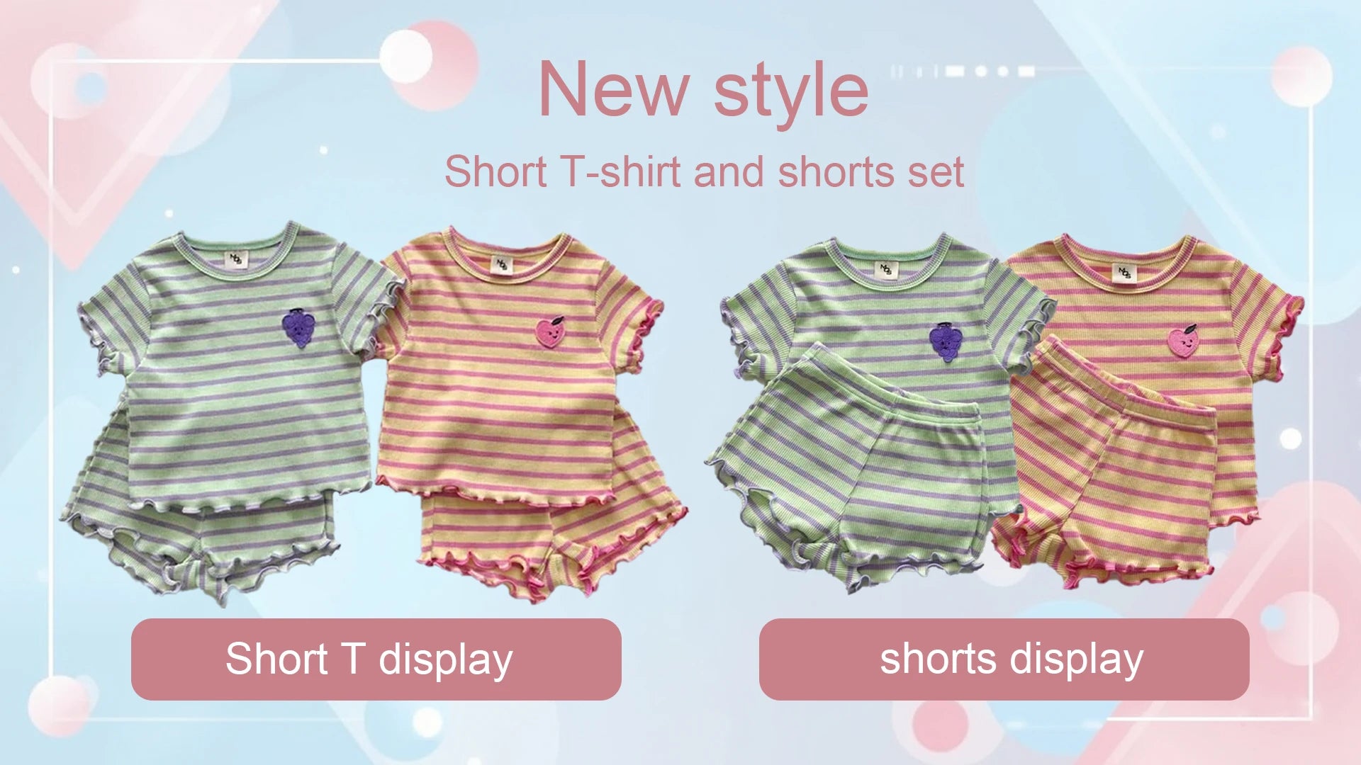 Summer baby clothes 0-5T solid color boys striped sleeveless T-shirt shorts set breathable girls vest short sleeved shorts set