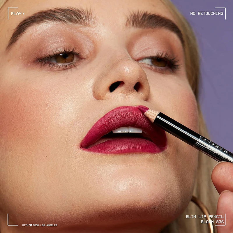 Slim Lip Pencil Nude Matte Creamy Lipstick Long-lasting Waterproof Plumping Lip Stain Natural Brown Lipliner Professional Makeup