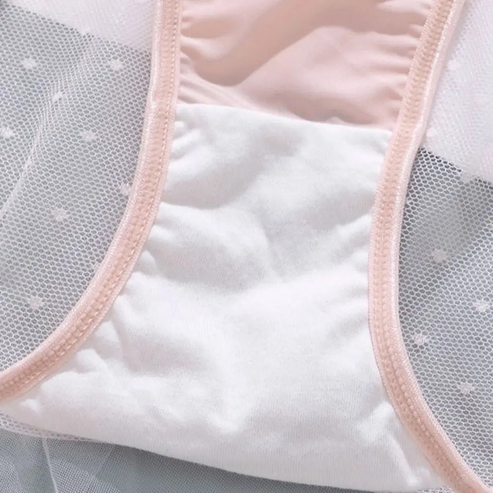 Lingerie Ice Silk Low Rise Briefs Women Korean Soft Seamless Lingerie Transparent Cotton Crotch Mesh Panties Smooth