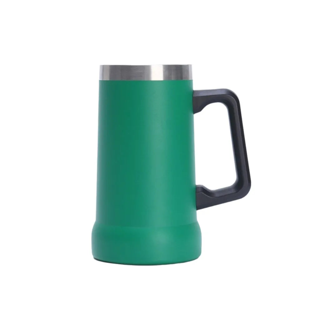 Household 24 OZ Thermal Drink Mug Big Capacity Stainless Steel Coffee Tumbler with Handle Vacuum Thermos Cup Summer