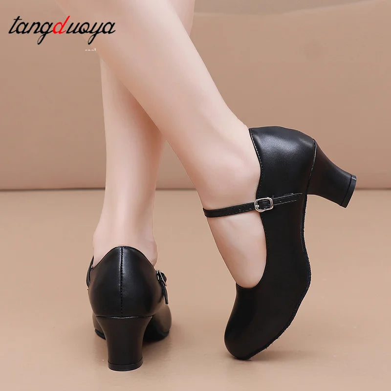 New women's dance shoes Latin party Social Dancing tango jazz elegant dance shoes closed toe black modern dance shoes 35-45