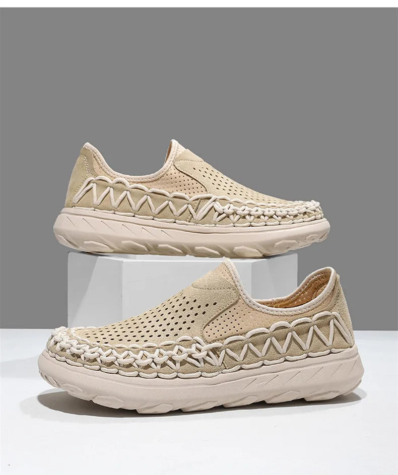 Summer Hand-woven Men's Shoes Fashion Men Casual Shoes Brand Designer Men Sneakers High Quality Outdoor Flats Driving Shoes