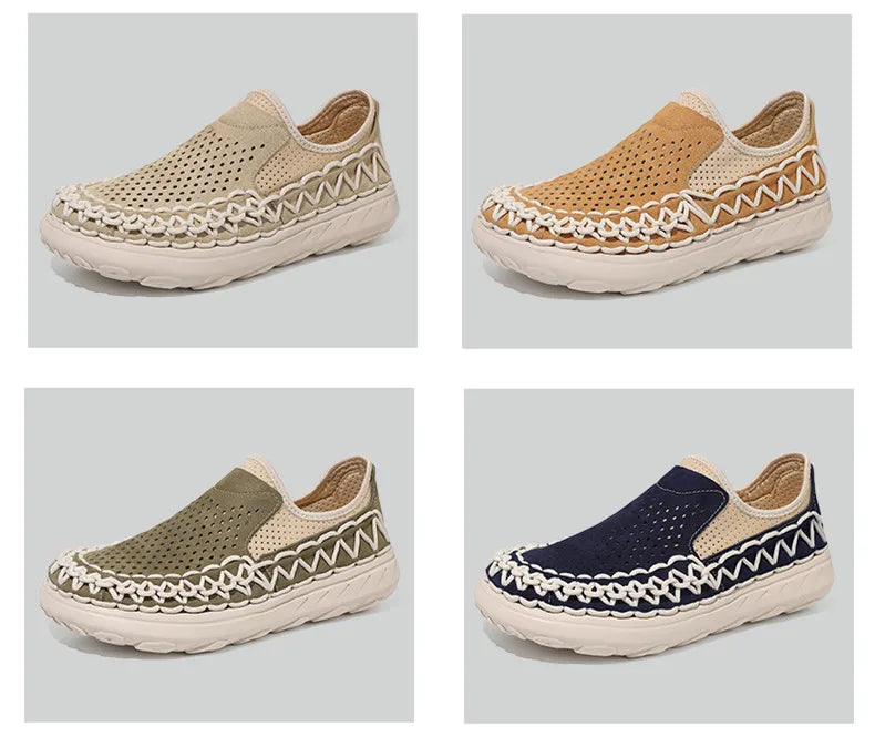 Summer Hand-woven Men's Shoes Fashion Men Casual Shoes Brand Designer Men Sneakers High Quality Outdoor Flats Driving Shoes