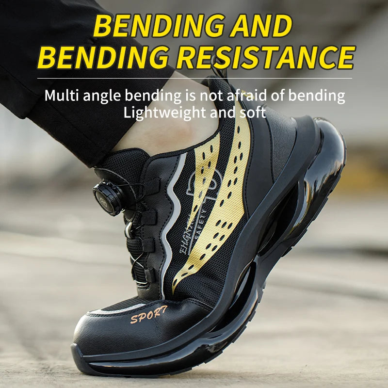Steel Toe Safety Shoes Anti-smash Anti-Puncture Work Boots Men Slip Resistant Breathable Outdoor Work Indestructible Shoes