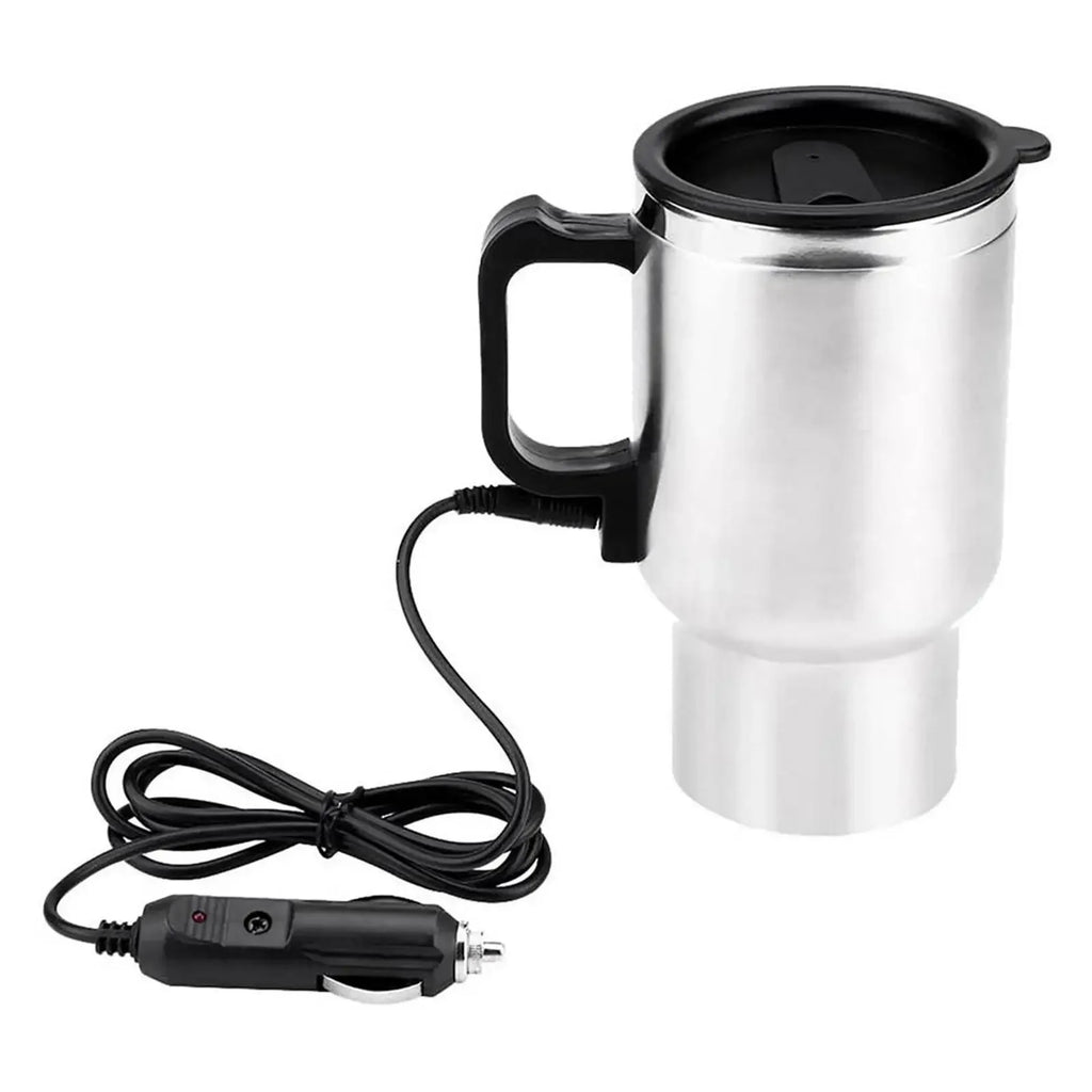 Car Electric Heating Cup 12V Stainless Steel Thermos 450ml USB Heated Mug For Outdoor Travel Camping Coffee Tea Warm Accssories