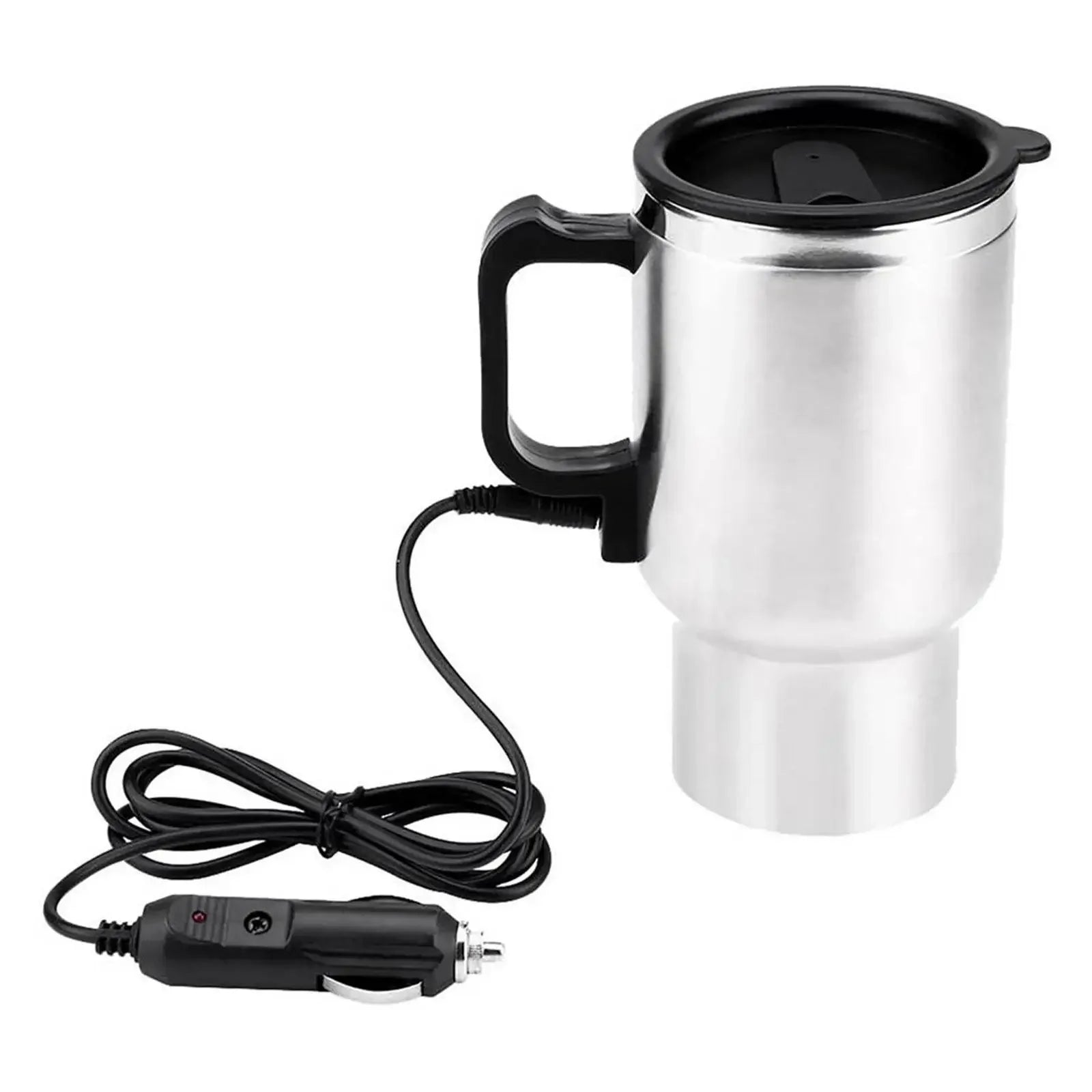 Car Electric Heating Cup 12V Stainless Steel Thermos 450ml USB Heated Mug For Outdoor Travel Camping Coffee Tea Warm Accssories