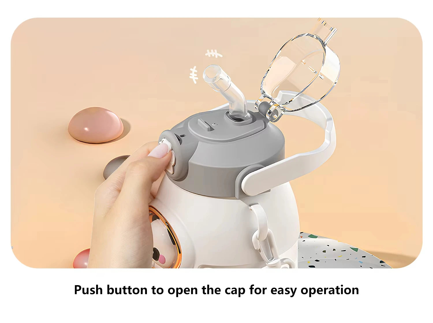 Cute Kawaii Thermal Mug 650ML 316 Stainless Steel Thermos for Tea Kid Children Drinks Stainless Steel Water Bottle