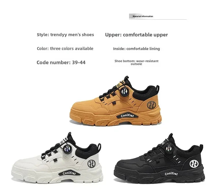 New Men's Shoes Low-top Rotating Buckle Sports Casual Trendy Outdoor Waterproof Work Shoes EVA Sole Rubber Zapatillas Hombre