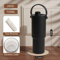 Ceramic Tumbler with Handle Thermal Mug Large 24OZ Straw Portable Cold Coffee Thermos Lined insulated Vacuum Flask Travel Bottle
