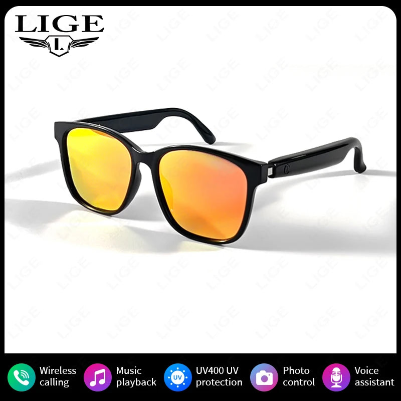 LIGE Bluetooth Inteligente Glasses Life Waterproof Smart Glasses Anti-blue Glasses Anti-ultraviolet Sunglasses for Android iOS