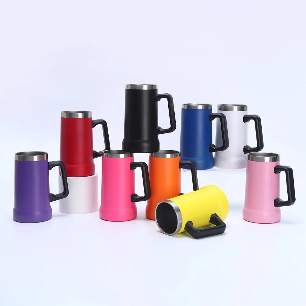 Household 24 OZ Thermal Drink Mug Big Capacity Stainless Steel Coffee Tumbler with Handle Vacuum Thermos Cup Summer