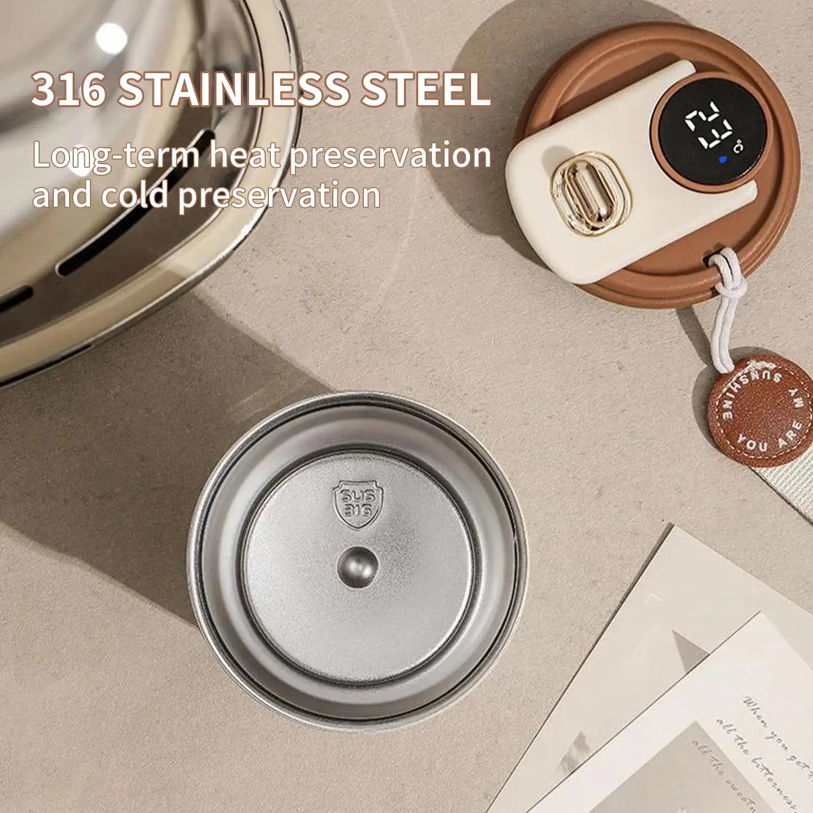 Personalized Portable Coffee Thermal Cup Digital Temperature Travel Car Bottle Custom Logo Text Drinkware for Mom Dad Christmas