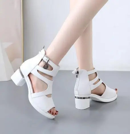2025 NEW Comfortable Fashion Shoes Women Sandals High Heels Summer Sweet Fashion Wedding Shoes White and Black Handmade Sandals