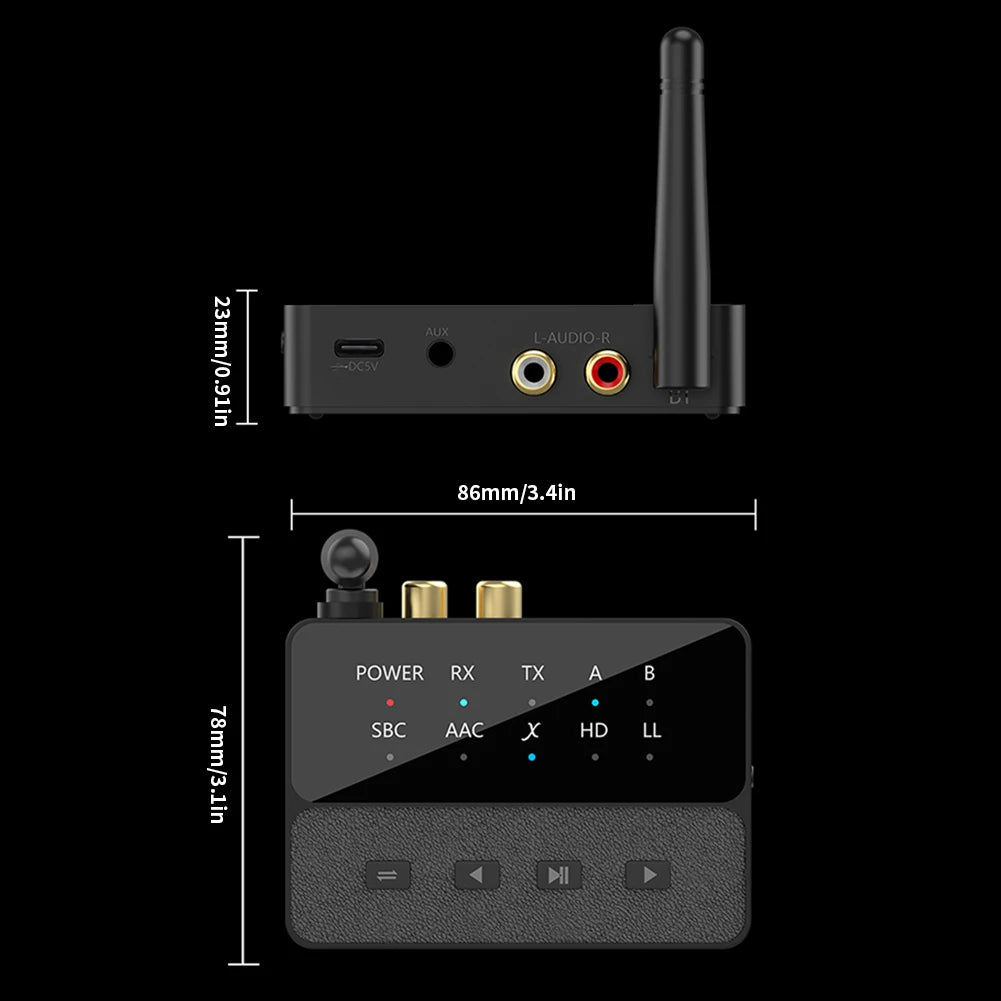 Bluetooth-Compatible 5.3 Wireless Stereo Receiver Transmitter 2 In 1 HIFI Stereo Adapter Wireless Audio Dongle for Speaker TV PC
