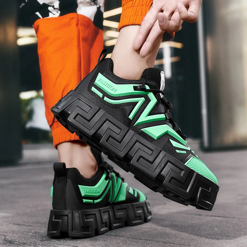 Men's Casual Sports Shoes, Fashionable Thick Soled Skateboarding Shoes, Trendy and Comfortable Men's Shoes Suitable for Outdoor