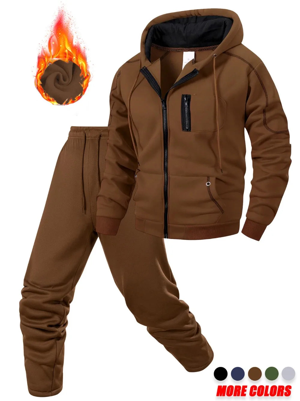 Men's Sportswear Set for Spring and Autumn Sporty Casual Jacket + Sport Pants Jogging Suit Hooded Sweatshirt Pant Tracksuits