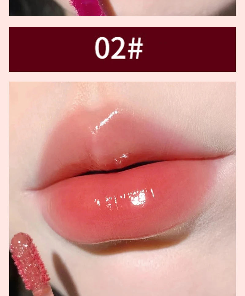6 colors Light Glass-Like Lip Lacquer - Mirror Shine, Hydrating Formula; Smudge-Proof, Long-Wear, and Skin-Brightening