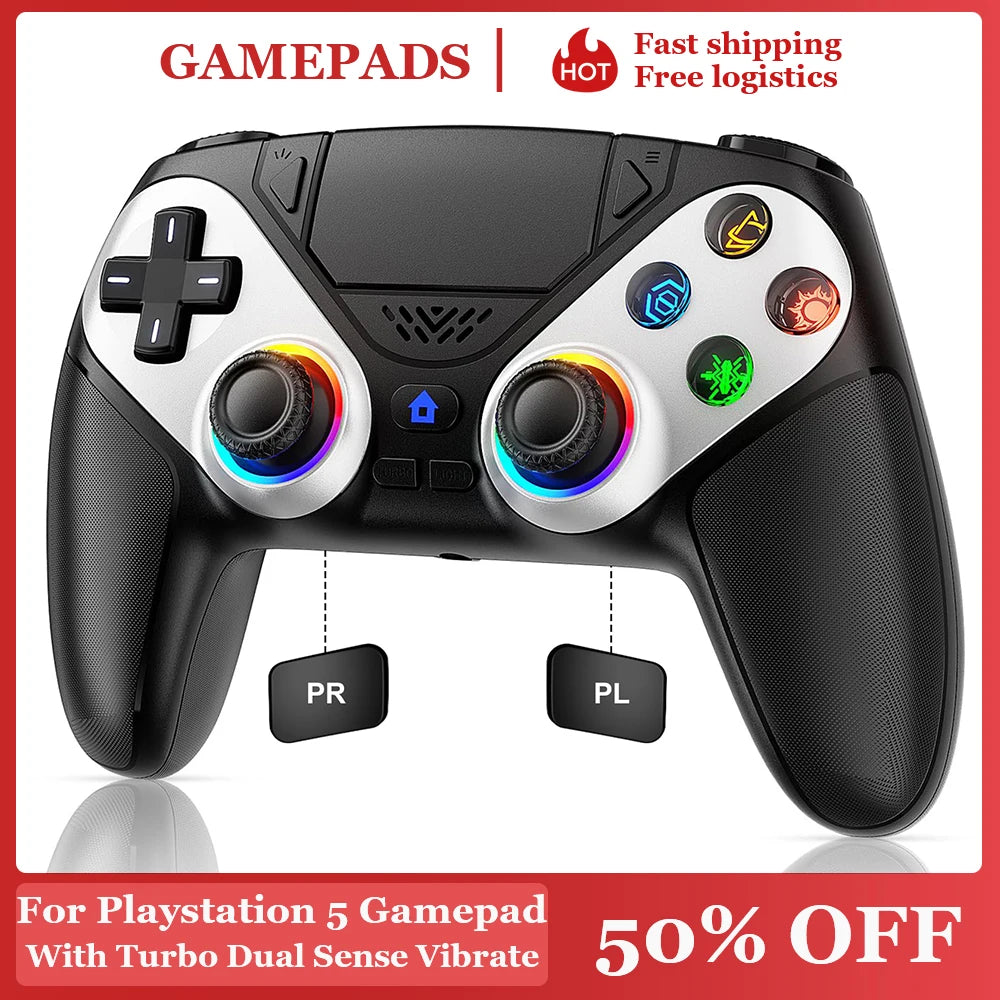 Bluetooth Gamepad For Playstation 5/Ps5 Wireless Controller Pc Console Controller With Turbo Dual Sense Vibrate Programming
