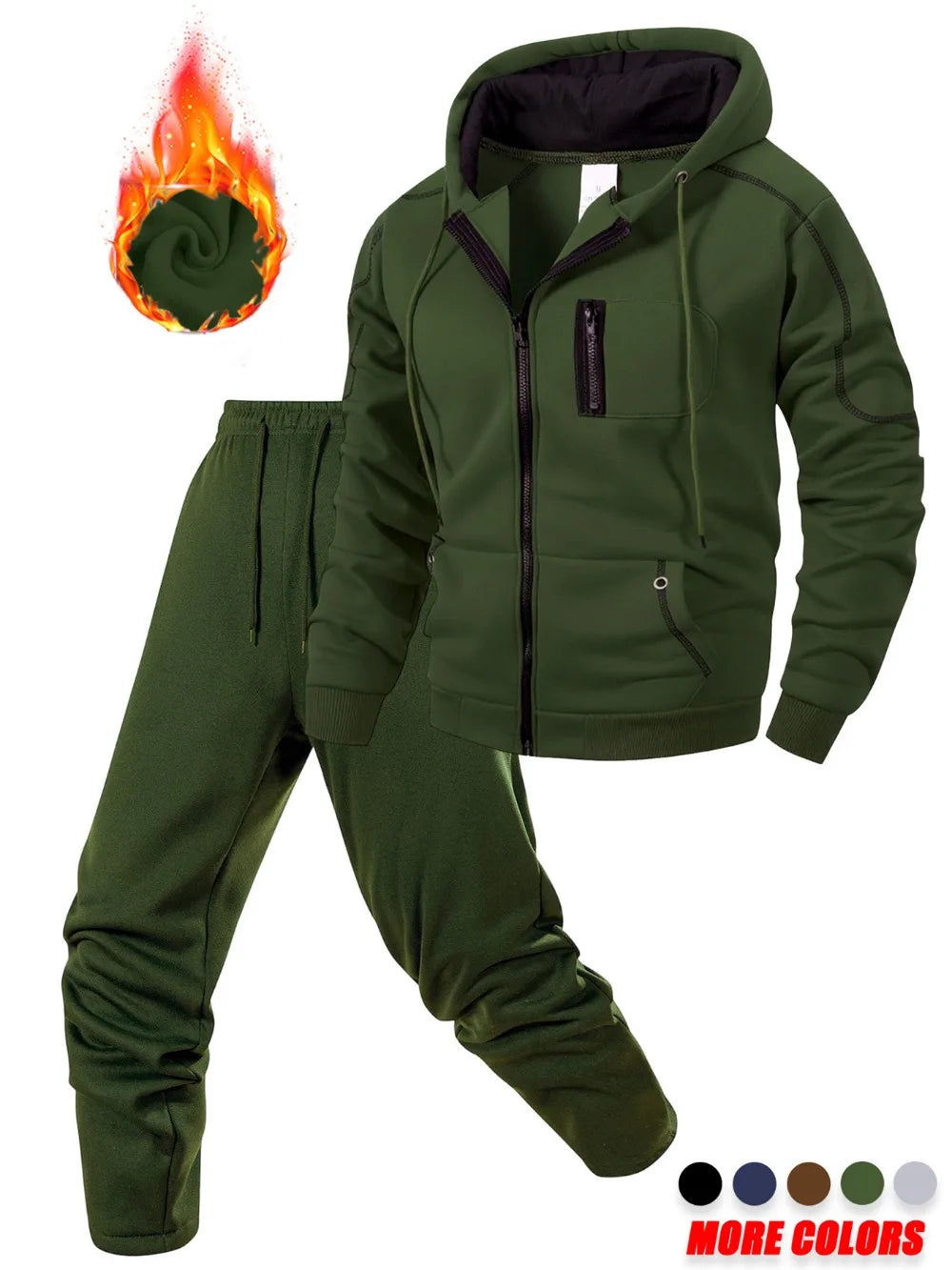 Men's Sportswear Set for Spring and Autumn Sporty Casual Jacket + Sport Pants Jogging Suit Hooded Sweatshirt Pant Tracksuits