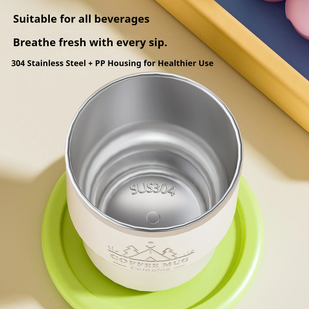 400ML Stainless Steel Thermal Cup Office Coffee Mug  Double Layer Insulated Water Cup Portable Keeps Cold and Heat Thermal Mug