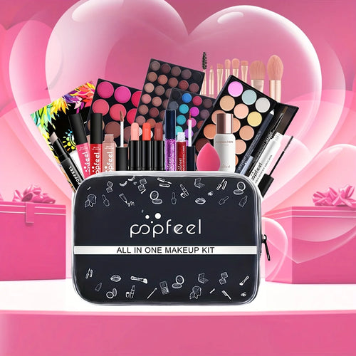 24 piece cosmetic gift box, including eye shadow, liquid foundation, lipstick and makeup brush, girls' beauty supplies