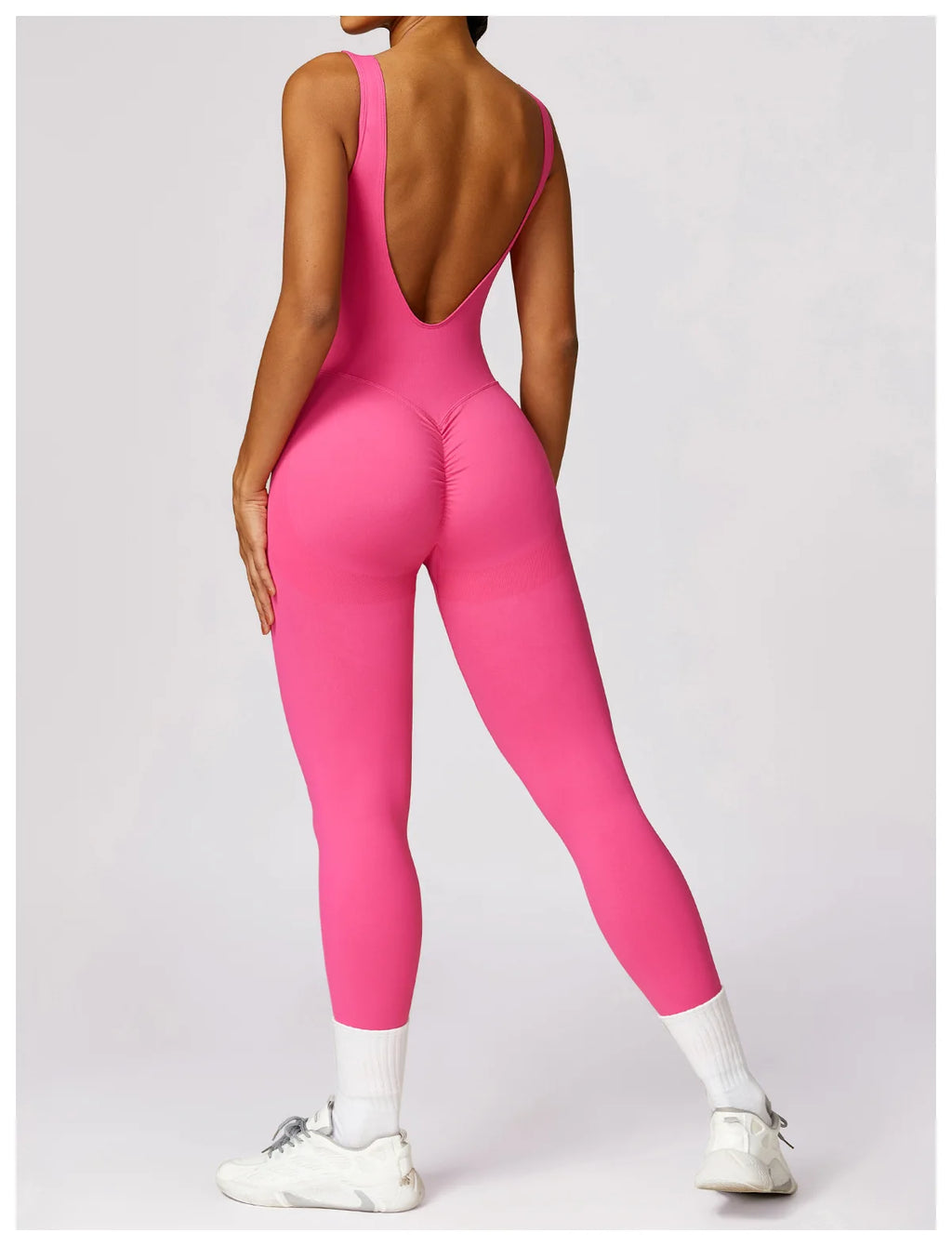 Backless Scrunch Sport Jumpsuits Raises Butt Women Sexy Monkeys One Piece Yoga Clothes Seamless Gym Fitness Dance Overalls Black