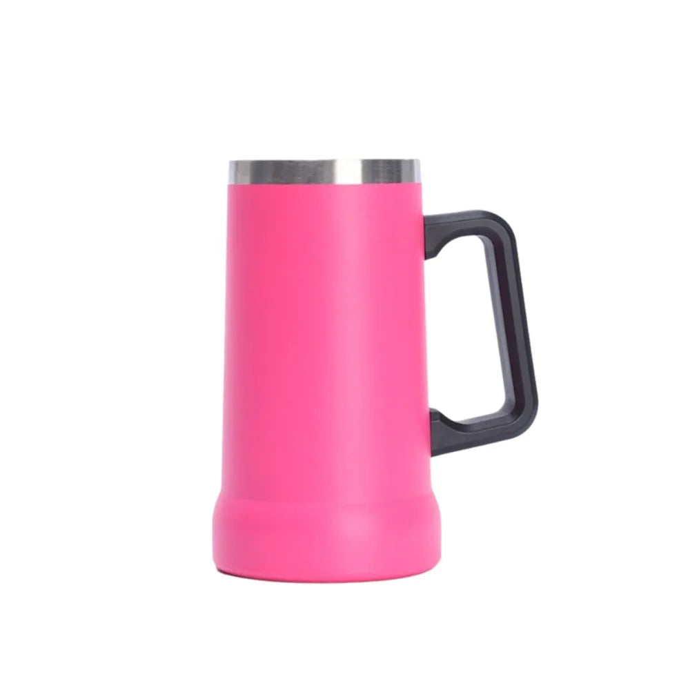 Household 24 OZ Thermal Drink Mug Big Capacity Stainless Steel Coffee Tumbler with Handle Vacuum Thermos Cup Summer