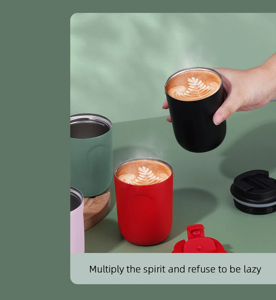 Insulated Water Bottle Thermal Coffee Travel Mug Tumbler Cup Stainless Steel Vacuum Insulated Thermos Flasks Leakproof Drinkware